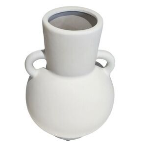 One Design Home Aida + Jade Modern Matte White Vase With Handless Home Decor 7in